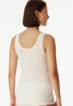 Trägertop Feinripp Nadelzug Spitze off-white - Revival Marie