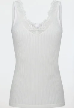 Trägertop Feinripp Nadelzug Spitze off-white - Revival Marie