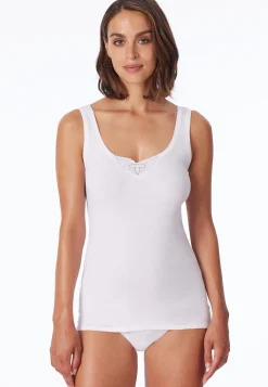 Trägertops 2er-Pack mit Stickerei weiß - Cotton Essentials