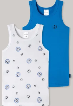Unterhemden 2er-Pack Feinripp Fußball blau/weiß - Feinripp Multipacks