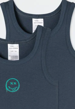 Unterhemden 2er-Pack Smiley dunkelblau - Fine Rib