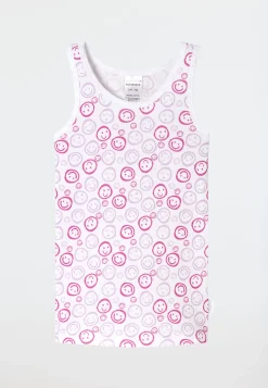 Unterhemden 2er-Pack Smileys pink/ weiß - Fine Rib