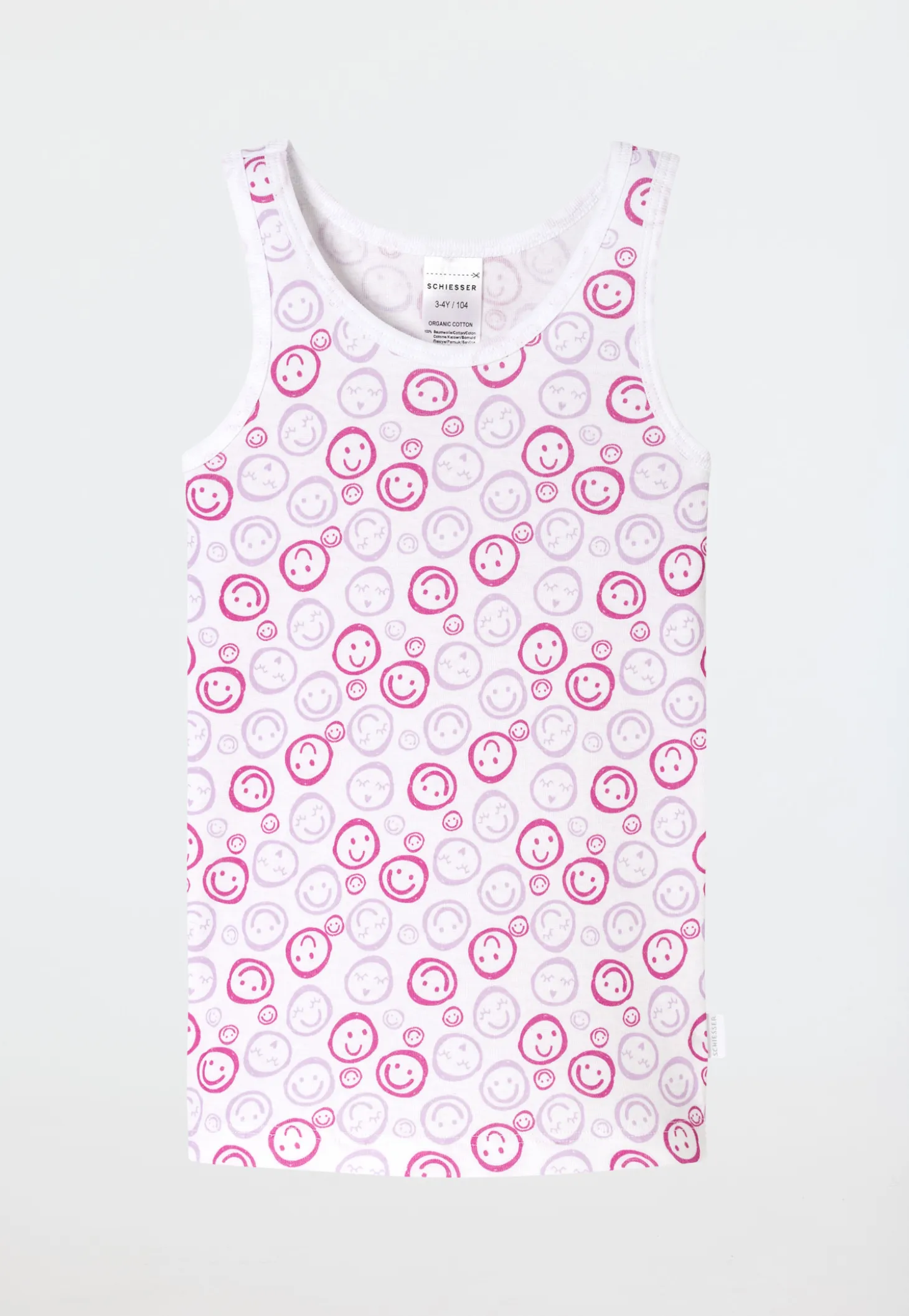 Unterhemden 2er-Pack Smileys pink/ weiß - Fine Rib
