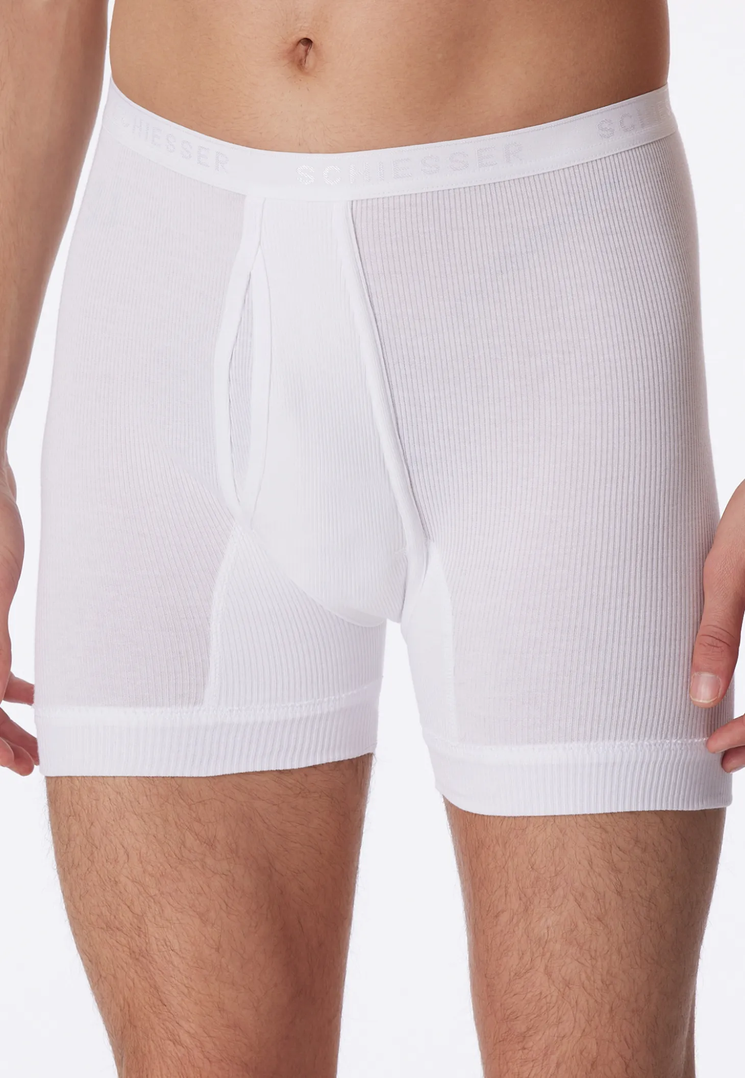 Unterhose kurz mit Eingriff Doppelripp weiß - Original Classics