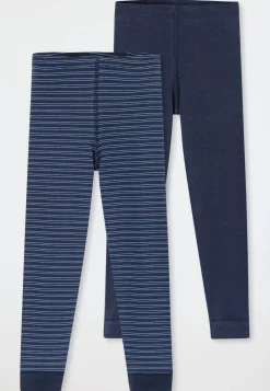 Unterhose lang 2er-Pack Organic Cotton Ringel dunkelblau - 95/5