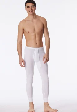 Unterhose lang mit Eingriff weiß - Original Doppelripp