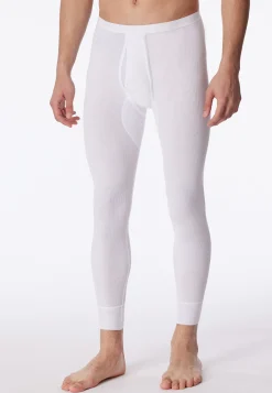 Unterhose lang mit Eingriff weiß - Original Doppelripp