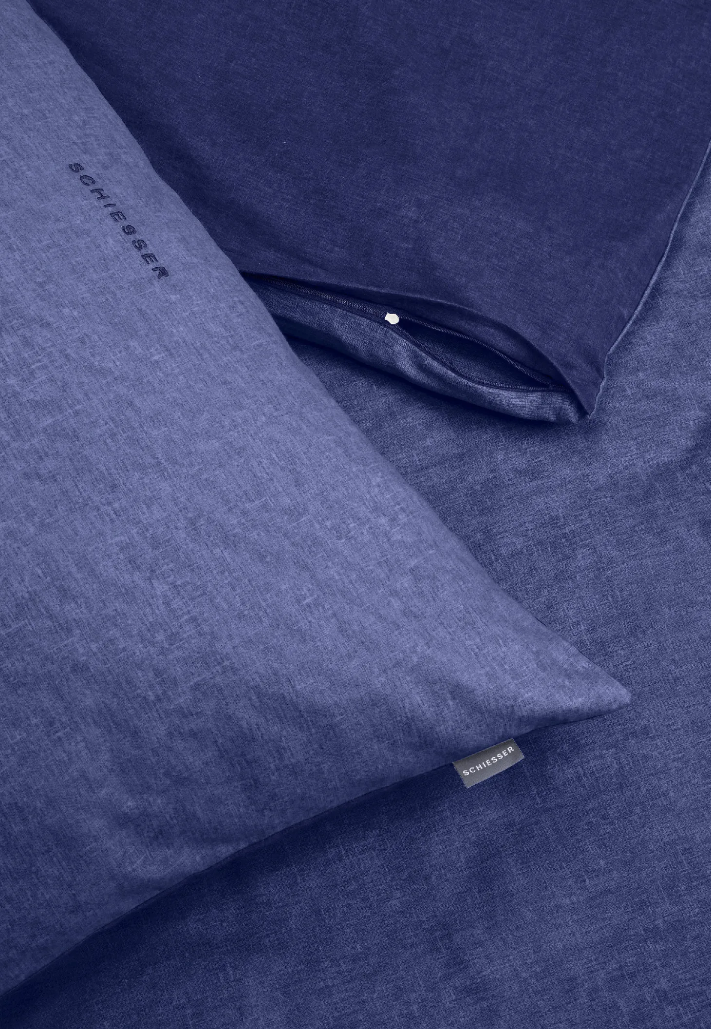 Wende-Bettwäsche 2-teilig Feinbiber blau - SCHIESSER Home