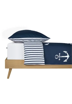 Wende-Bettwäsche 2-teilig Renforcé Anker Streifen navy/weiß - SCHIESSER Home