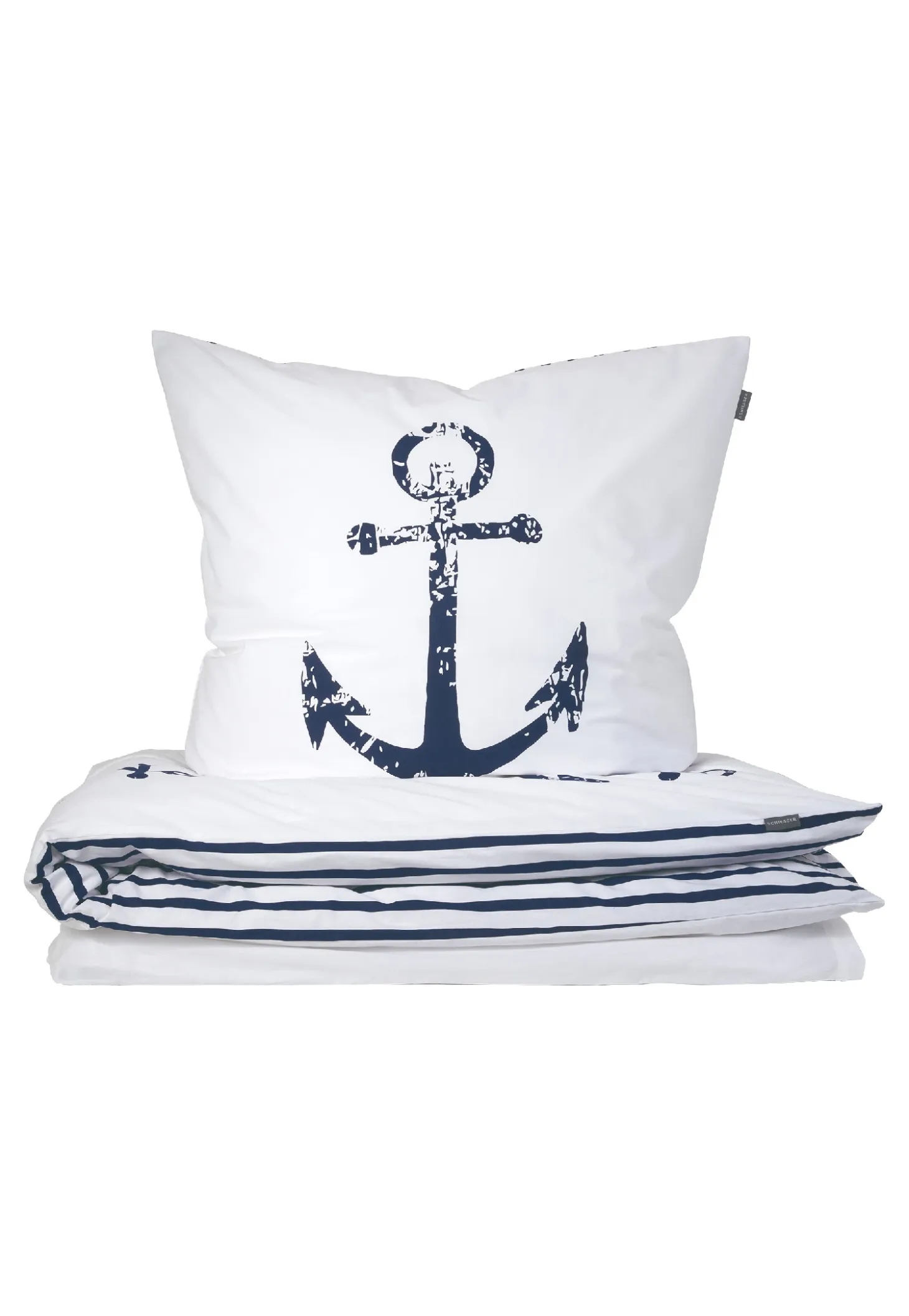 Wende-Bettwäsche 2-teilig Renforcé Anker Streifen weiß/navy - SCHIESSER Home